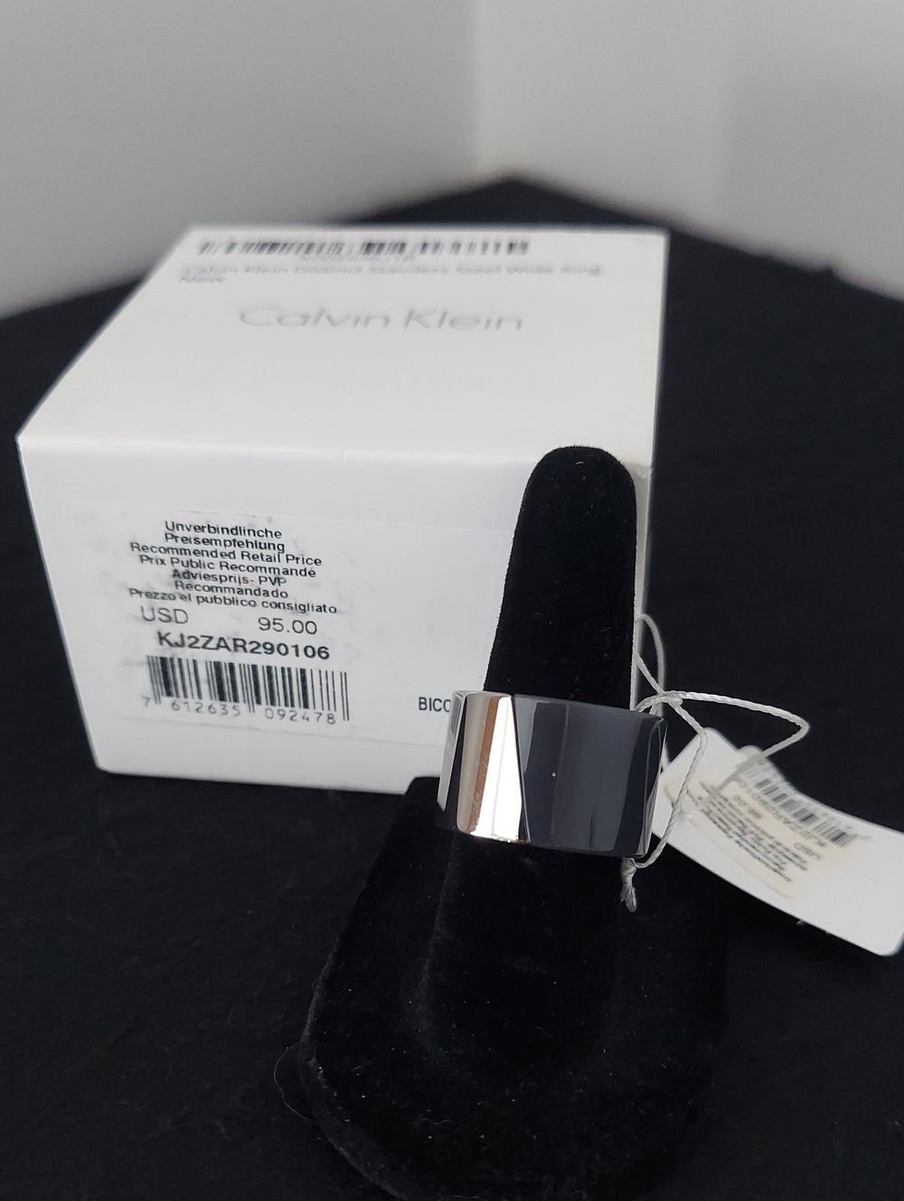 Calvin Klein Polished Silver-Tone Wide Band Ring